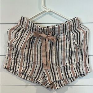 Impressions High Waist Striped Shorts with Bow